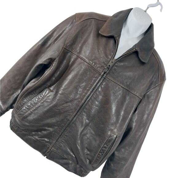 MARC NEW YORK! RICH ESPRESSO BROWN HEAVY GENUINE LEATHER JACKET, COAT! SZ XL - Picture 1 of 11
